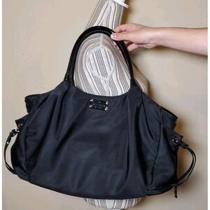 Kate Spade NY Women's Large Tote Shoulder Bag Stevie Black Nylon Diaper Handbag
